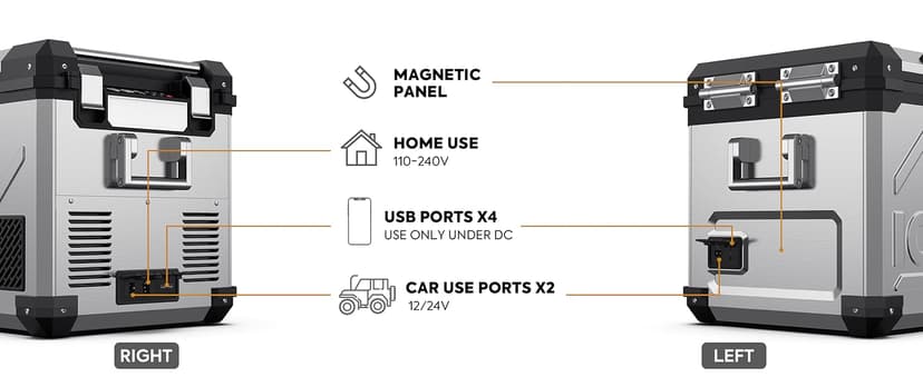 ICECO APL55 Dual Zone Portable Refrigerator Bluetooth Controlled, 55 Liter 12v refrigerator with SECOP Compressor, DC 12/24V, AC 110-240V, for Truck, Car and Home, -4℉~68℉(Silver)