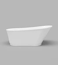FerdY Bali 59" Acrylic Freestanding Bathtub, Gracefully Shaped Freestanding Soaking Bathtub, Toe-Tap Chrome Drain and Classic Slotted Overflow Included, Glossy White, cUPC Certified