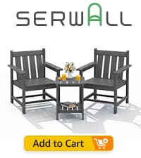 SERWALL Foldable Adirondack Chair, HDPE Adirondack Chair with Wood-Texture-Gray