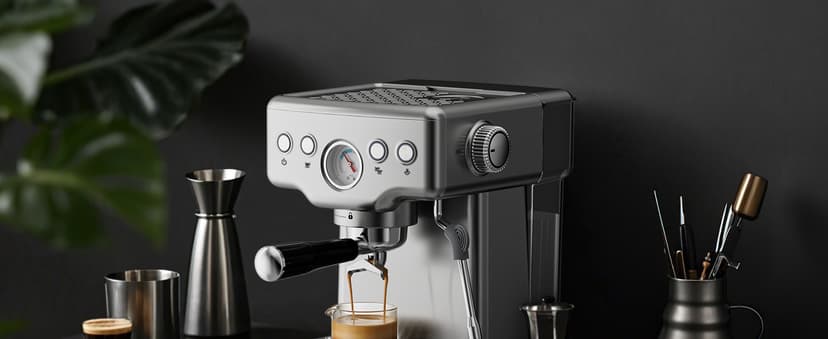 Neretva Espresso Machine, 15 Bar Espresso Coffee Machine with Visible Pressure Guage Professional Espresso Maker with Milk Frother & Stainless Steel for Home Barista Latte and Cappuccino Maker-Silver