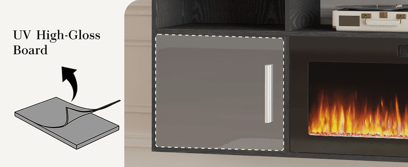 PUKAMI 70" Floating TV Stand with 36" Electric Fireplace,Wall Mounted Fireplace Entertainment Center with LED Lights and Highlight Storage Cabinet for TVs up to 80", for Living Room (Black)