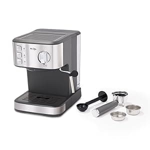 Mr. Coffee Compact Espresso Maker, Espresso Machine With Steam Wand, 15-Bar Pump Automatic Espresso Machine