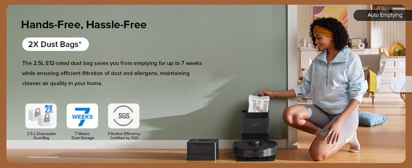 roborock Q5 Max+ Robot Vacuum with Self-Empty Dock, Upgraded from Q5+, 5500 Pa Suction, DuoRoller Brush, Hands-Free Cleaning for up to 7 Weeks, PreciSense LiDAR Navigation, App & Voice Control