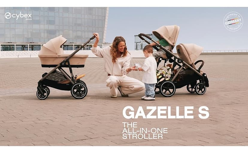 Cybex Gazelle S All-in-One Toddler and Baby Stroller with Over 20 Modular Configurations, Ergonomic Near-Flat Recline, Shopper Basket, and Compact Fold, Moon Black, Silver Frame