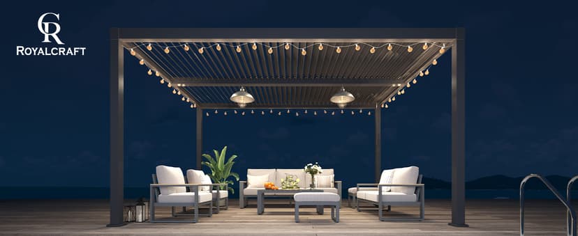 Louvered Pergola 12'x16', Full Aluminum Outdoor Pergola with Adjustable Proof and Gutter System, Metal Hardtop Gazebo for Patio, Deck, Garden, Yard, Black