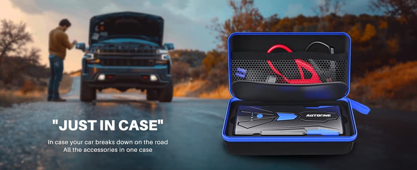 AUTOONE 6000A Car Battery Jump Starter Up to All Gas & 12L Diesel Engine, Car Battery Jumper Starter Portable 12V Jump Box with USB Output, Storage Case, LED Flashlight