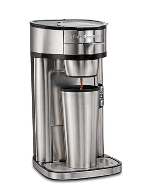 Hamilton Beach The Scoop Single Serve Coffee Maker & Fast Grounds Brewer, Brews in Minutes, 8-14oz. Cups, Stainless Steel