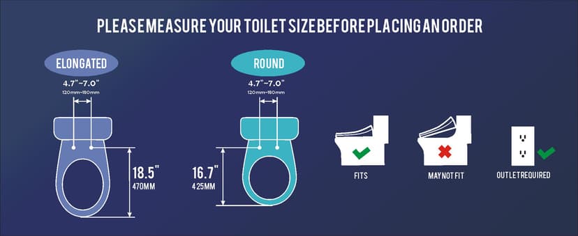 Upgrade Bidet Toilet Seat Elongated, Rear and Feminine Wash, Unlimited Warm Water, Heated Seat, Warm Air Drying, Soft Close Lid, Sense Seat, Smart Bidet Seat Elongated Requires Electricity