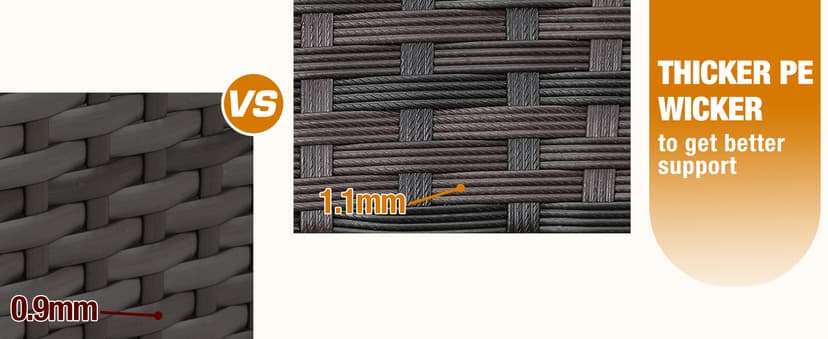 5 Pieces Patio Furniture Set All-Weather Outdoor Wicker Sectional Conversation Sofa Rattan Patio Seating Sofa with Cushion and Glass Table and Ottoman for Porch,Beige