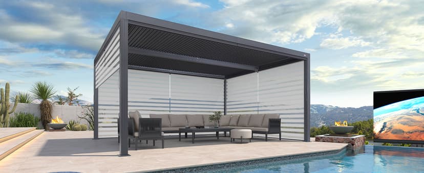 PURPLE LEAF Louvered Pergola 94AS 12' x 16' Outdoor Aluminum Pergola with Adjustable Roof for Deck Backyard Garden Grey Hardtop Gazebo