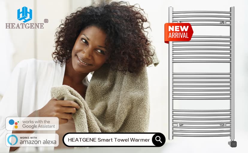 HEATGENE Towel Warmer, Heated Towel Warmer Rack, Wall-Mounted Hardwired/Plug-in Electric Towel Warmers for Bathroom, Hot Towel Rails - Mirror Polish