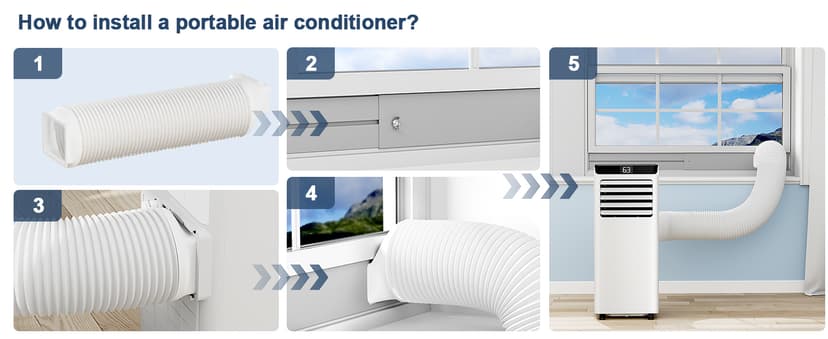 Portable Air Conditioners 8,000 BTU Air Conditioner Portable for Room up to 365 Sq.Ft. Portable AC Unit with Remote Control 4 Modes Dehumidifier Window Mount Kit (8000-07E)