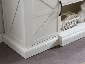 Farmhouse TV Stand for 80 Inch TVs, 38" Tall Entertainment Center w/Storage Cabinets and Sliding Barn Door, Media Console Cabinet w/Soundbar & Adjustable Shelves for Living Room, 69inch (White)