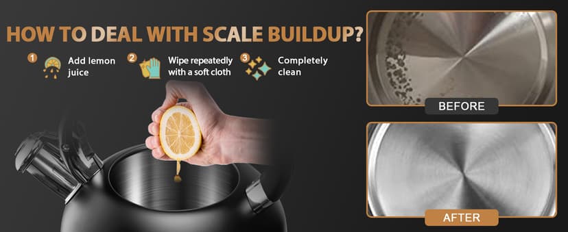 SUSTEAS Tea Kettle - 3.17QT Whistling Kettle with Ergonomic Handle - Premium Stainless Steel Tea Pots for Stove Top, Chic Vintage Teapot with Composite Base, Work for All Stovetops (Black)