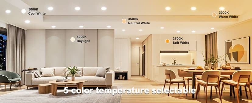 DAMINY 24 Pack 6 Inch LED Recessed Lighting with Junction Box,5CCT,Ultra-Thin Recessed Light,11W 1100lm, Dimmable Canless Wafer Ceiling Light, High Brightness - ETL