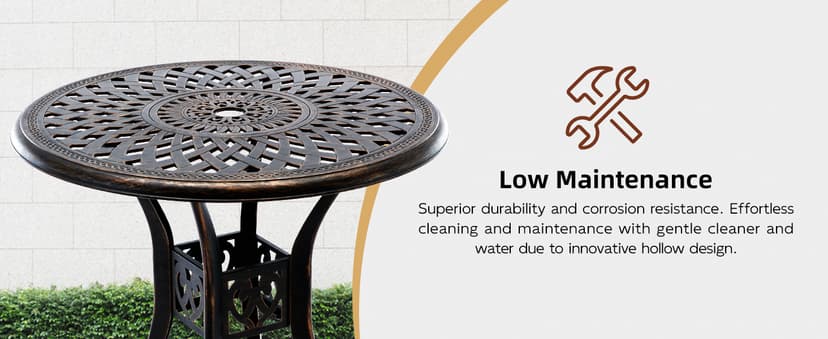 7-Piece Cast Aluminum Outdoor Table and Chairs, Antique Bronze Patio Dining Set for 6 Include 60" Rectangular Outdoor Dining Table and 6 Swivel Chairs with Removable Cushion and Umbrella Hole