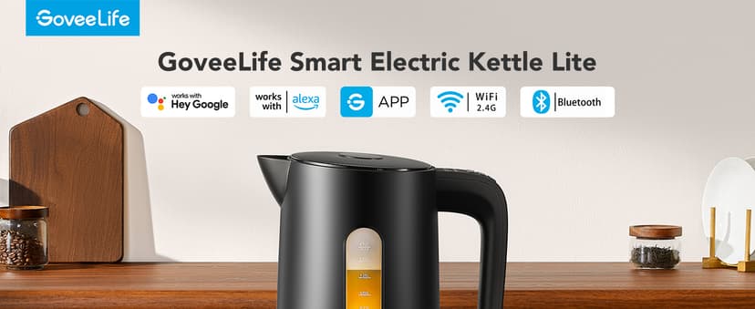 GoveeLife Smart Kettle Temperature Control 1.7L, 1500w WiFi Tea Kettle Electric with LED Indicator Lights, Remotely Control, 2H Keep Warm, 4 Presets Hot Water Boiler for Tea & Coffee & DIY
