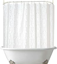 Clawfoot Tub Shower Curtain 180x70 Inch White Liner All Warp Around Extra Wide 36 Metal Hooks Vinyl Bath Curtain for Clawfoot Stand Up Tub Bathroom PEVA Waterproof Liner