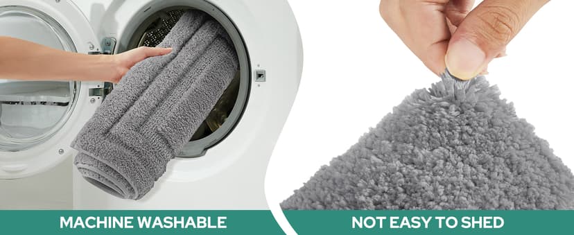 HOMEIDEAS Bathroom Rugs Sets 3 Piece, Super Soft and Absorbent Non Slip Microfiber Toilet Bath Mat with U-Shaped (Grey)