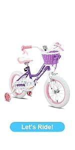 JOYSTAR Paris Girls Bike for Ages 3-8 Years Old, 14 16 18 Inch Kids Bike with Training Wheels, Basket and Handbrake, Multiple Colors