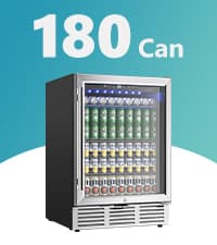 EUHOMY Wine and Beverage Refrigerator, 24 Inch Dual Zone Wine Cooler with Glass Door Hold 21 Bottles and 88 Cans, Built in or Under Counter Wine Fridge with Blue LED Light