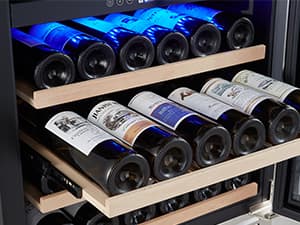 BODEGA 24 Inch Wine Cooler Refrigerator, 46 Bottle Dual Zone Wine Fridge with Double-Layer Tempered Glass Door,wine refrigerator with Temperature Memory Function, Built-in or Freestanding wine cooler.