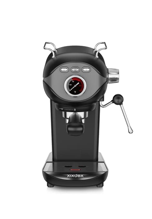 Espresso Machine 20 Bar with Milk Frother, Stainless Steel Coffee Maker with 42 oz Removable Water Tank for Cappuccino, Latte&Cold Brew, Home&Office, Silver