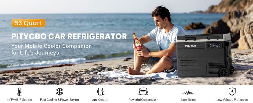 Car Refrigerator 12v Portable Fridge for Car, Auto 53 Quart Dual Zone Freezer Compressor Cooler, -4℉—68℉ 12/24V DC 100~240 Volt AC for Truck, Camping, Travel, Vehicles, RV