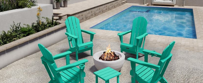 MUCHENGHY Folding Adirondack Chairs HDPE Weather Resistant 4 Pack, Patio Firepit Chairs, Sturdy Outside Chairs, Lawn Chairs, 15min Assembly 380lb Grey