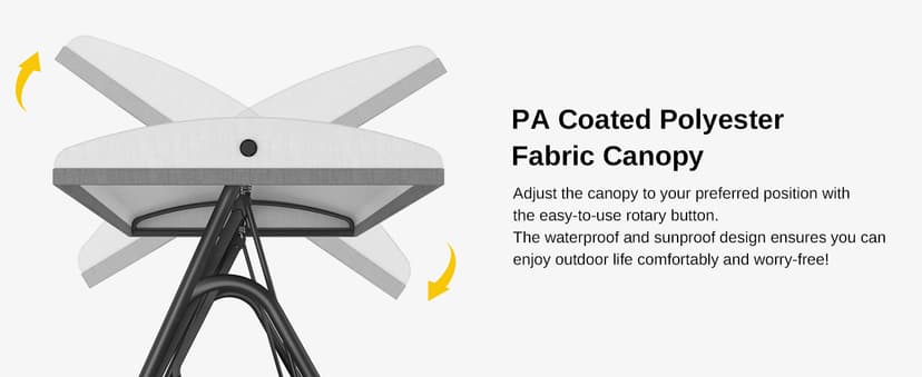 EAST OAK 3-Person Outdoor Patio Swing Chair with Adjustable Canopy, Porch Swing with Comfortable and Breathable Seats, Outdoor Swing Chairs for Garden, Balcony, Backyard, Charcoal Black