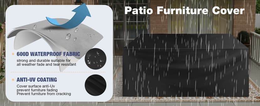 Aoxun Aluminum Patio Furniture Set 7 Seats, Oversized Outdoor Sectional with Washable Thick Cushions, Coffee Table and Waterproof Cover, Patio Conversation Sets for Porch, Balcony, Deck