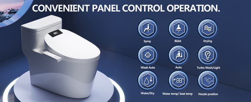 Upgrade Bidet Toilet Seat Elongated, Rear and Feminine Wash, Unlimited Warm Water, Heated Seat, Warm Air Drying, Soft Close Lid, Sense Seat, Smart Bidet Seat Elongated Requires Electricity