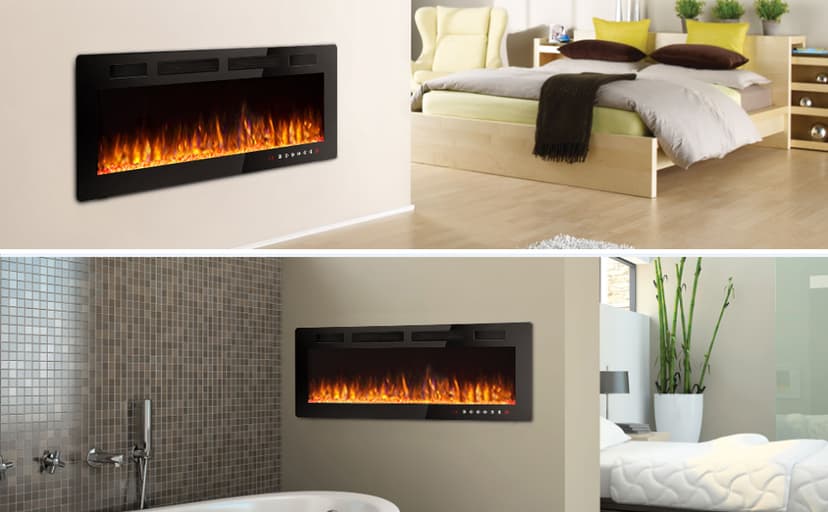 Vitesse 72 inch Ultra-Thin Electric Fireplace in-Wall Recessed and Wall Mounted Fireplace Heater,Linear Fireplace with Multicolor Flame,Timer,Low Noise,750/1500W,Touch Screen & Remote Control(72’’)