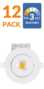 16 Pack Led Recessed Light 4 Inch,Adjustable Eyeball Gimbal, LED Recessed Lighting with Junction Box 9 Watts 750Lm Dimmable Ceiling Light ETL Listed (2700K/3000K/3500K/4000K/5000K Option)