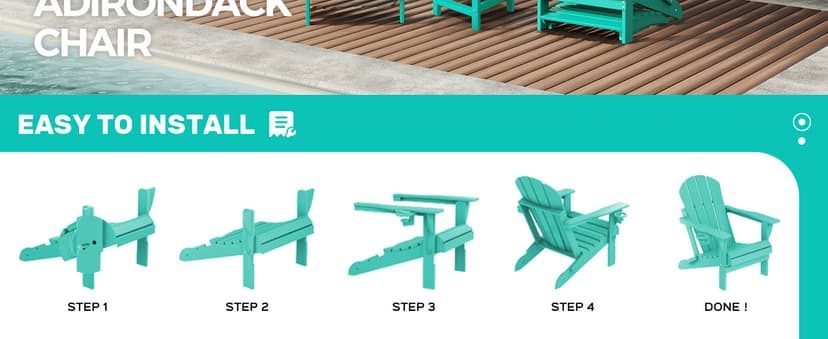 MUCHENGHY Folding Adirondack Chairs HDPE Weather Resistant 4 Pack, Patio Firepit Chairs, Sturdy Outside Chairs, Lawn Chairs, 15min Assembly 380lb Grey