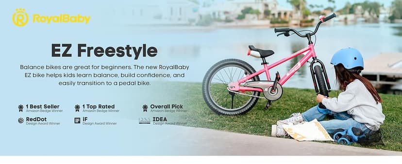 RoyalBaby Kids Bike EZ Balance to Pedal Dual Handbrake Toddlers Boys Girls Bicycle 12-20 Inch for Age 3-10 Years