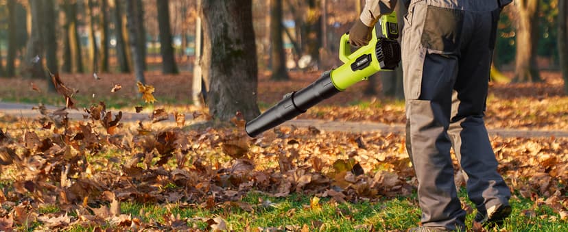 Leaf Blower, 21V Cordless Electric Blower with 2 2.0Ah Batteries and 1 Hour Fast Charger, Lightweight Leaf Blower for Patio Cleaning, Lawn Care, Blowing Fallen Leaves and Dust, etc.