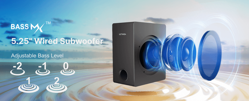 ULTIMEA 4.1ch Sound Bar for Smart TV with Dolby Atmos, 2-in-1 Bluetooth 5.3 Soundbar with Subwoofer, 280W Peak Power, 3 EQ Modes TV Soundbar, Bass Adjustable, HDMI eARC, Apollo S60, 2025 Upgraded