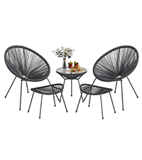 Flamaker 3 Pieces Patio Set Outdoor Wicker Furniture Sets Modern Rattan Chair Conversation Sets with Coffee Table for Yard and Bistro (Black)