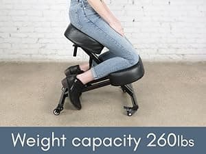 Sleekform Ergonomic Kneeling Chair - Adjustable Seat Angle and Height - Ergonomic Posture Kneeling Stool Chairs for Office and Home - Thick Comfortable Cushions, Wheels