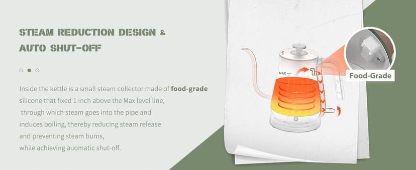 Gooseneck Electric Kettle, Electric Tea Kettle Stainless Steel, Pour over kettle for Coffee, 1000W Hot Water Kettle Electric Auto Shut Off, 0.8L, Wood-like Grain Finish Handle, Matcha Green