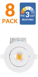 16 Pack Led Recessed Light 4 Inch,Adjustable Eyeball Gimbal, LED Recessed Lighting with Junction Box 9 Watts 750Lm Dimmable Ceiling Light ETL Listed (2700K/3000K/3500K/4000K/5000K Option)