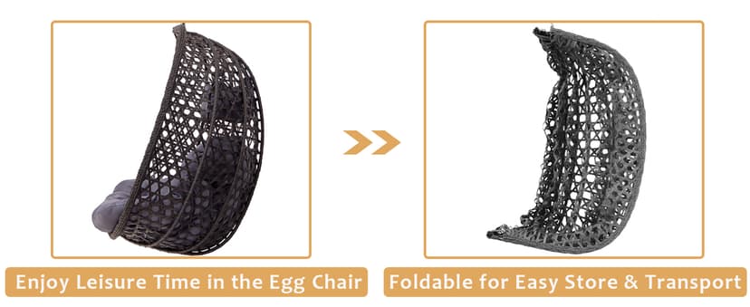 Double Hanging Swing Egg Chair with Stand, Hexagon Wicker Hammock Swing Chair for Outdoor Garden Patio, 2 Person Egg Chair with Foldable Loveseat Removable Cushions (Dark Grey)