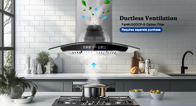 Island Range Hood 30 Inch 700 CFM Ceiling Mount Kitchen Vent Hood Tempered Glass with Color Gesture Sensing & Touch Control, 3 Speed Fan, 4 LED Lights, Permanent Filters