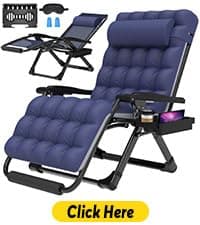 Suteck Oversized Zero Gravity Chair,33In XXL Lounge Chair w/Removable Cushion&Headrest, Reclining Camping Chair w/Upgraded Lock and Footrest, Reclining Patio Chairs Recliner for Indoor Outdoor,500LBS