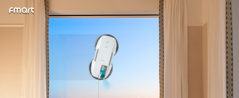 FMART T9Pro Window Cleaning Robot, Ultrasonic Atomization Intelligent Water Spray, 3800PA Suction Power, AI Intelligent Path Planning, Edge Detection Technology, Remote Control Robot Window Cleaner