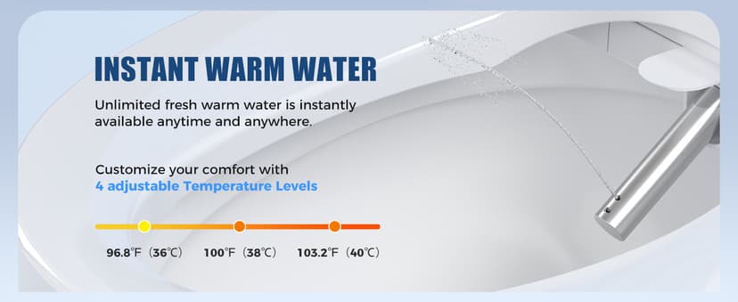 Bidet Toilet Seat, Electric Heated Toilet Seat Elongated with Instant Warm Water & Dryer, Rear and Feminine Washing, Self-Clean Nozzle, Slow Close Lid, Wireless Remote,Night Light