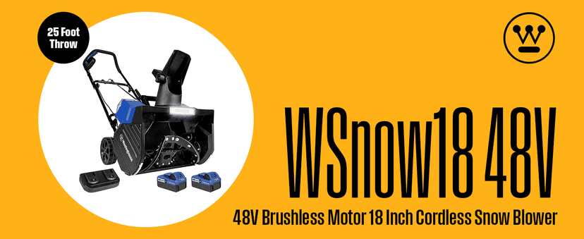 Westinghouse WSnow18 48V Cordless Snow Blower 18 Inch Kit, Steel Auger, LED Light, 1200W Brushless Motor, 25ft Throwing Distance, Plows 650lbs/min, Compatible with Snow Joe Batteries
