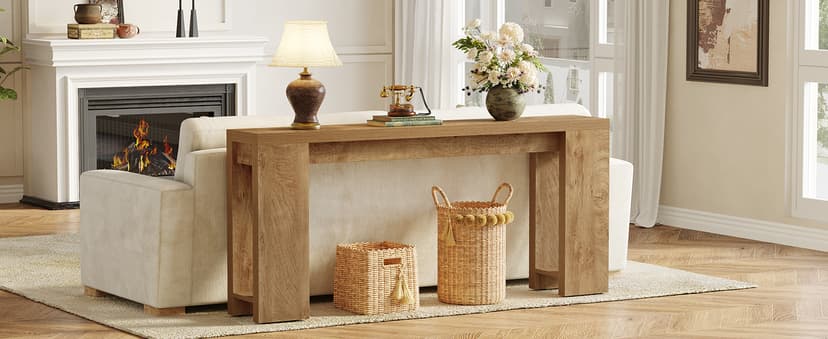 Little Tree 70.9-Inch Long Console Table, Narrow Sofa Table Behind The Couch, Farmhouse Console Table for Living Room, Entryway, Hallway