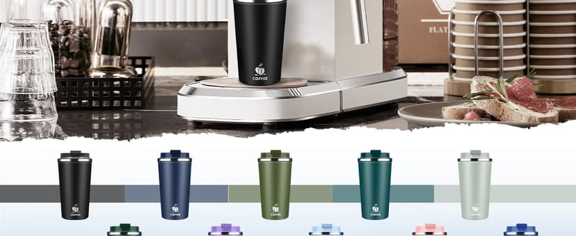 Hwawhin 17oz Insulated Travel Coffee Mug with Flip Lid – Leakproof Stainless Steel Insulated Coffee Tumblers, Reusable Coffee Cup for Hot & Cold Drinks, Perfect for Camping & On-the-Go